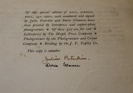 Signatures of Roll, Jordan Roll, by author and Photographer - this issue was intended for the publisher, which is why it was not numbered.