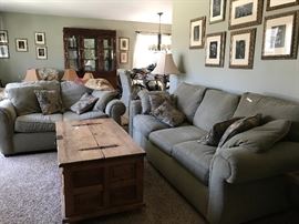 Bauhaus Sofa and Loveseat, (trunk not for sale), lamps, tables, framed photography, Asian China Hutch, more...