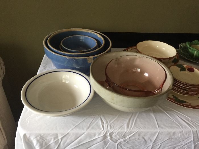 Stoneware Vintage  Kitchen Bowls 