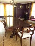 Large Dining room set w/ 14 chairs and 4 leafs. (from ABC furniture)
