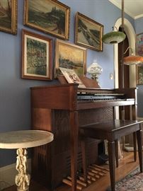 Silvertone Electric Organ, Antique Oil Paintings 