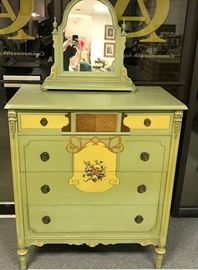 Vintage original finish Dresser made by The White Furniture Co. from Mebane, NC. Sold by "Ed J Jennings Exclusive Artistic Furniture" in Tamaqua, PA. Dresser with removable mirror. Matches lot 1,2,3,4,5