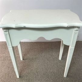 Side table with lift top for storage, very well made. Measures 24" tall x 22.5" length x 13" depth.