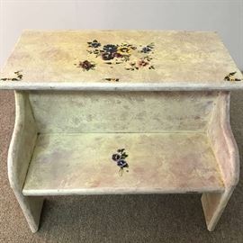 Hand painted stool with storage