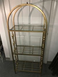 Arched etagere with three glass shelves. Nice detailing on the sides and perfect for any Shabby Chic store or booth to display your items