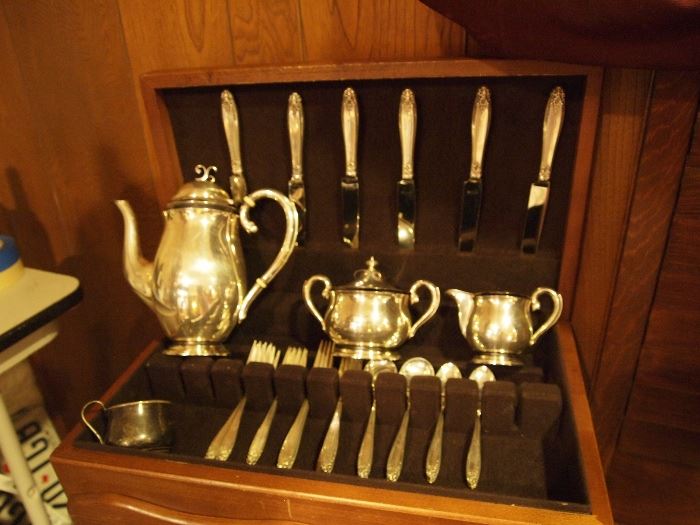 Sterling Danish Gran Laglyle Tea Set! Sterling silver "Prelude" 6 Piece Serving set for 6 (36 pieces total)