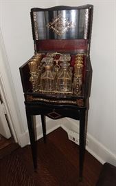 19c TANTALUS CABINET WITH COMPLETE SERVING SET