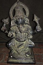 ANTIQUE-ASIAN-LARGE-STANDING-BRONZE-GANESH-DEITY-HINDU-BUDDHA-STATUE

