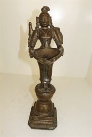 ANTIQUE INDIAN ASIAN HINDU BRONZE OIL LAMP CHOLA DEEPA LAKSHMI