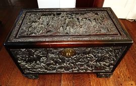 EARLY 20C CHINESE HAND CARVED TRUNK
