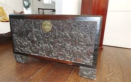 EARLY 20C CHINESE HAND CARVED TRUNK