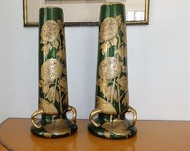 RARE LARGE PAIR OF 19C MOSER ART GLASS VASES