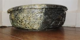 LARGE 19C CHINESE SOAPSTONE FISH BOWL-WEIGHS 60 PLUS POUNDS