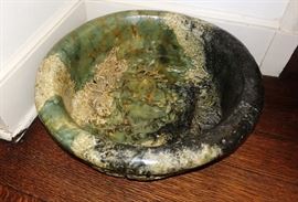 LARGE 19C CHINESE SOAPSTONE FISH BOWL-WEIGHS 60 PLUS POUNDS