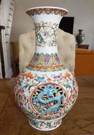 TWO PIECE ANTIQUE CHINESE RETICULTED VASE