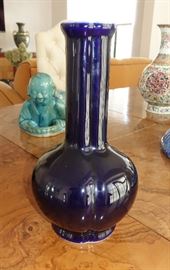 COBALT BLUE CHINESE LOBED VASES