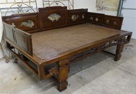 18C CHINESE HARDWOOD DAY BED W/ MARBLE INSET