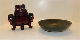 AMETHYST CENSER-JADE BOWL