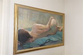 Beautiful mid century nude  oil on canvas