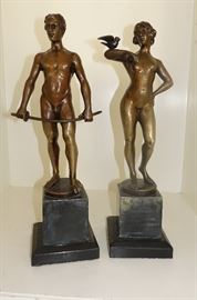 Pair of Beautiful Vintage Nude Bronzes Signed