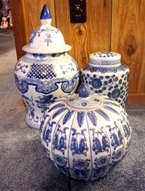Ginger Jars, Qty 3, 11" to 18"T