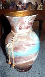 Grecian Style Double Handled Urn 11.5"T And 11" Painted Vase
