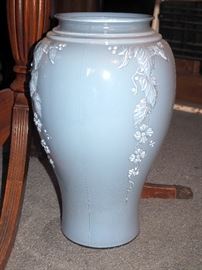 Vine Motif Vases 17"T Qty 2 With 12.5" Ribbed Vase