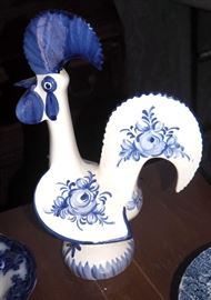 Waldorf Semi-Porcelain Flow Blue 10.5" Plate, Royal Iron Stone Willow Ware 11.75" Plate, Portuguese Ceramic Chicken And Royal Ironstone Shakespeare Country Plates 7.75" Qty 7, Total Qty 10