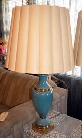 Brass And Glass Urn Style Table Lamps Qty 2 With Shades, 35"T