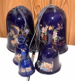 Japanese Cobalt Blue 6" Bells Qty 2, 5.5" Hand Bell And More, Total Qty 5