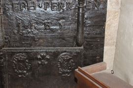 Joseph Perrent 1685 Fireback Behind 18th Century Royal Crest Fire Plate