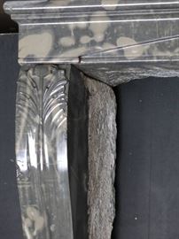 French Blue Marble Fireplace Top Left Corner Closeup