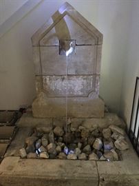 Antique Hand-Carved French Imported Solid Limestone "Gargoyle-Head" Fountain, Circa 1800s, FRENCH RIVIERA NEAR ST.TROPEZ & CANNES, (Height 68in x Width 60in x Depth 48").