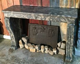 Early 19th Century Hand-Carved French Blue Marble Fireplace w/ 18th Century Fleur Fireplace.  This STUNNING and extremely rare type of blue-clouded marble is TRULY ONE OF A KIND!!!   (As Previously Mentioned In Another Photo, Two Feet Blocks Have Been Put Aside In These Photos- The Fireplace Can Be Installed With Our Without Feet Blocks Depending On Homeowner Preference and Space Size, but the Sale Will Include ALL 5 Piece Regardless.)
