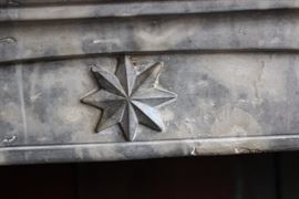 Antique French Blue Marble FireplaceHandcarved Star Mantle Closeup