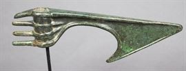 Ancient Near Eastern Luristan Bronze Ceremonial Axe Head w/ Four Butt Spikes Behind Shaft Hole (Luristan, Ancient Persia, Circa 1000-600 BCE)