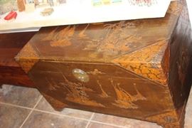 Massive 19th Century Hand-Carved Chinese Wooden Chest/Trunk 