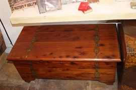 Red Cedar Chest/Blanket Box with Art Deco Design in Gold Leaf, Circa 1920, NEVER BEFORE USED....Has Been Stored UNUSED For 100 Years! COMPLETELY PRISTINE!!! ONCE IN A LIFETIME FIND!