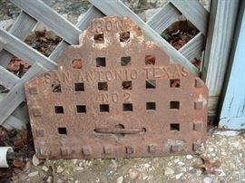 vintage iron grate in shape of Alamo