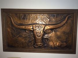 Slim Dustin copper relief plaque - 1980