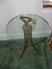 glass and brass table