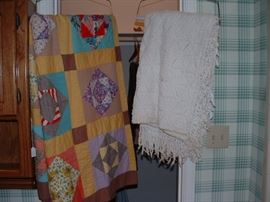 old quilt and coverlet (QUILT SOLD)