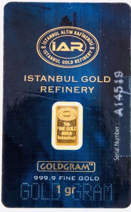 Lot 48 - Coin 1 Gr. Gold Bar Certified Istanbul Gold Refine