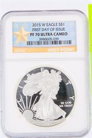 Lot 372 - Coin 2015 W Silver Eagle PF70 NGC