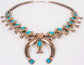 Lot 50 - Jewelry Sterling Silver Squash Blossom Necklace