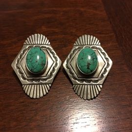 Native American Sterling Silver - Tribal Earrings 