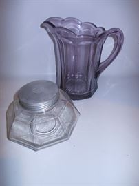 Antique candy jar & pitcher 
