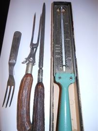 Taylor candy thermometer in box & other