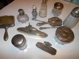 Sterling & crystal vanity items
