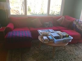 Red Ethan Allen sectional sofa